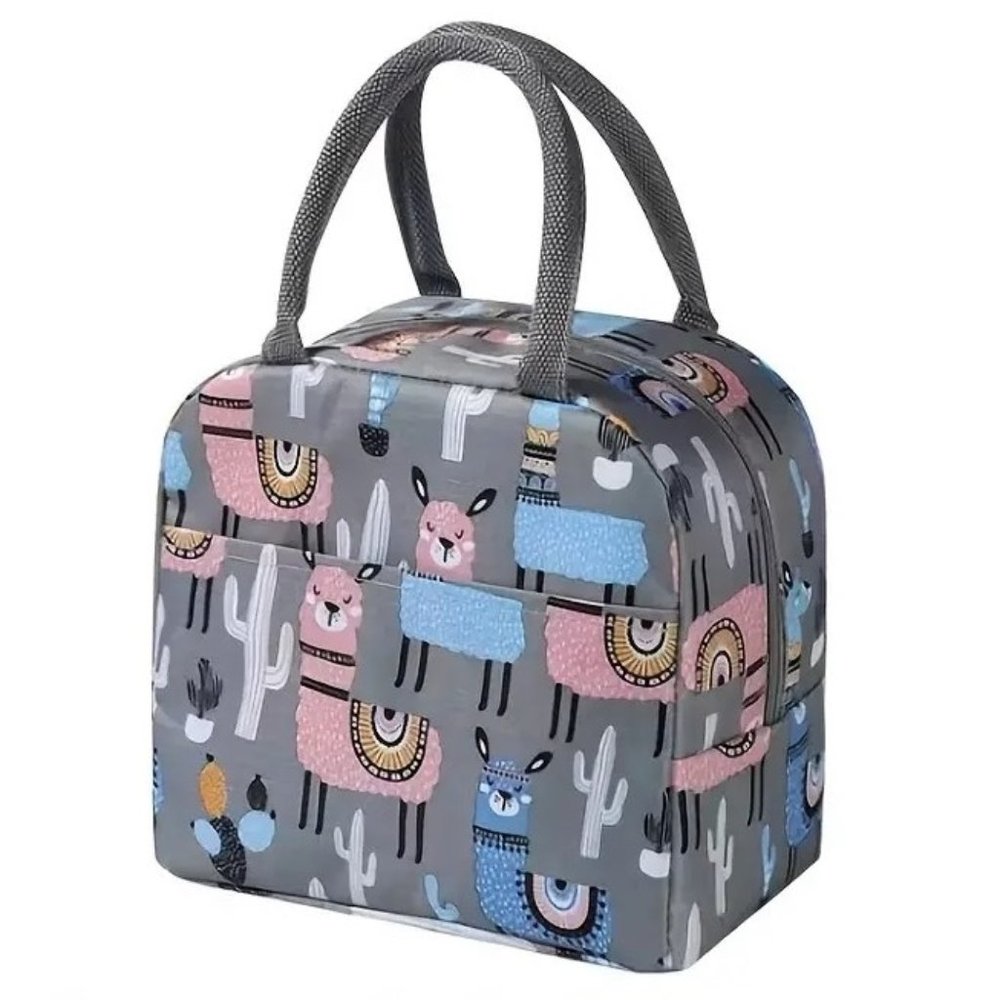 Insulated Lunch Bag Box Llama Alpaca Design School Work Travel Cooler Cute Gift